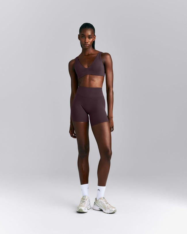 SoftMotion™ High Waisted Shorts 6" New Branding | Dark Umber Brown