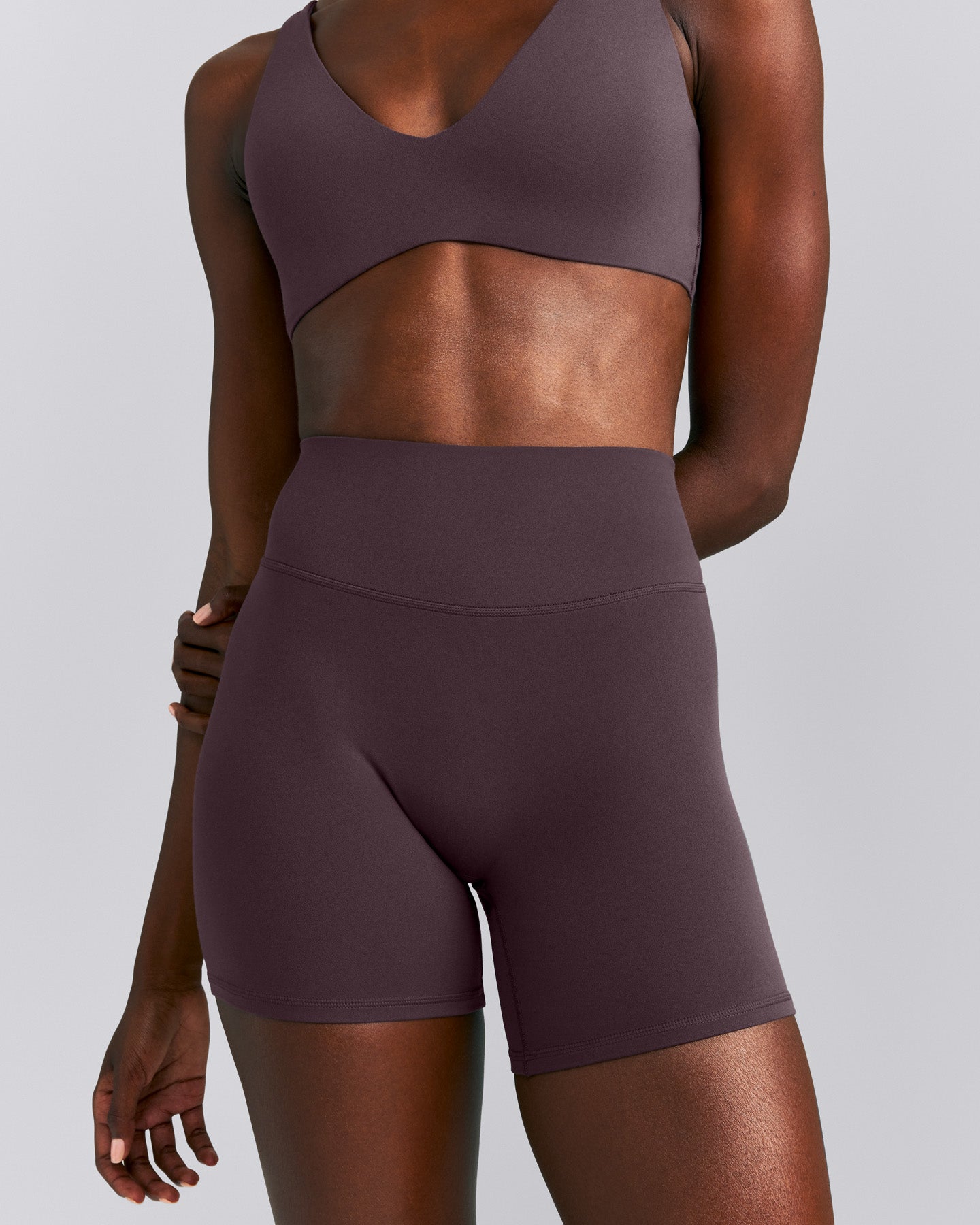 SoftMotion™ High Waisted Shorts 6" New Branding | Dark Umber Brown