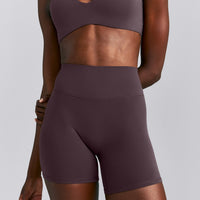 SoftMotion™ High Waisted Shorts 6" New Branding | Dark Umber Brown