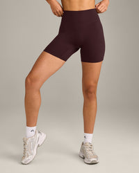 SoftMotion™ High Waisted Shorts 6" with Grey Logo | Plum Brown