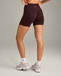 SoftMotion™ High Waisted Shorts 6" with Grey Logo | Plum Brown