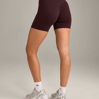 SoftMotion™ High Waisted Shorts 6" with Grey Logo | Plum Brown