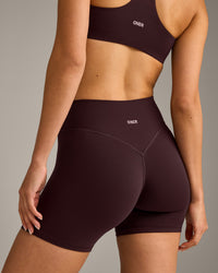 SoftMotion™ High Waisted Shorts 6" with Grey Logo | Plum Brown