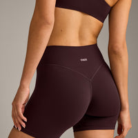 SoftMotion™ High Waisted Shorts 6" with Grey Logo | Plum Brown