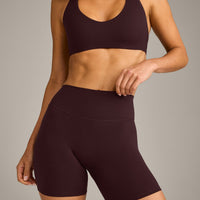 SoftMotion™ High Waisted Shorts 6" with Grey Logo | Plum Brown