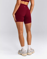 SoftMotion™ High Waisted Shorts 6" with Gray Logo | Ruby Red