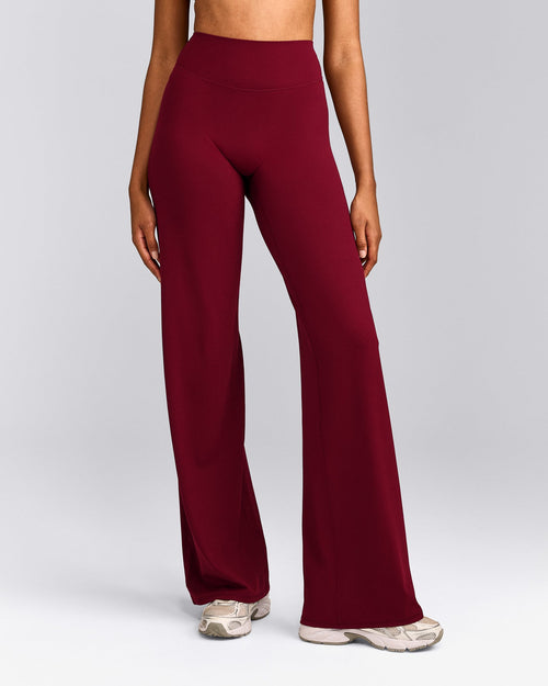 SoftMotion™ Straight Leg Pants with Gray Logo | Ruby Red