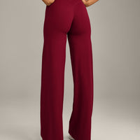 SoftMotion™ Straight Leg Bottoms with Grey Logo | Ruby Red