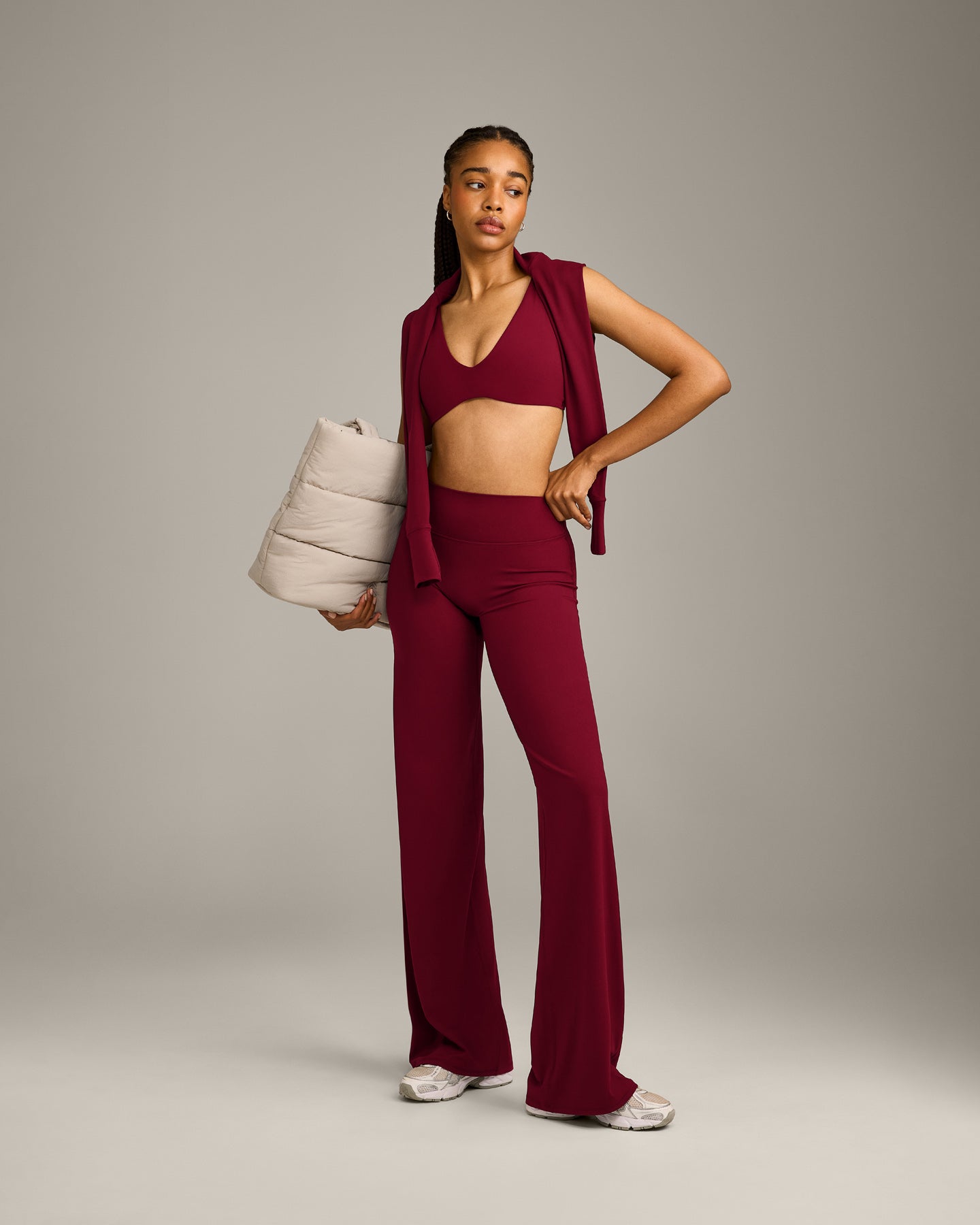 SoftMotion™ Straight Leg Bottoms with Grey Logo | Ruby Red