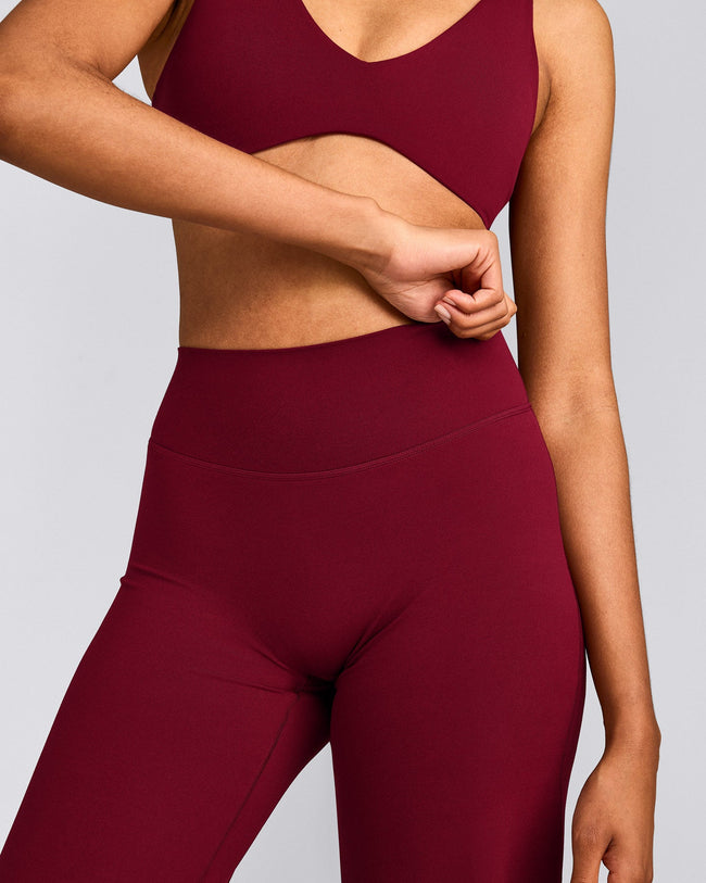 SoftMotion™ Straight Leg Pants with Gray Logo | Ruby Red