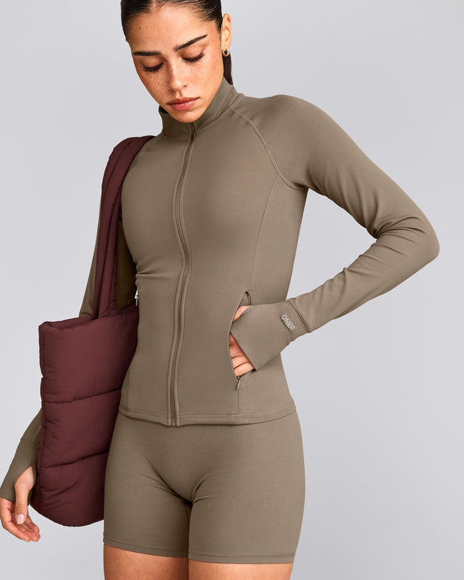 SoftMotion™ Jacket with Grey Logo | Moss Brown