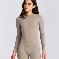 SoftMotion™ Long Sleeve Top with White Logo | Warm Sand