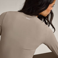 SoftMotion™ Long Sleeve Top with White Logo | Warm Sand