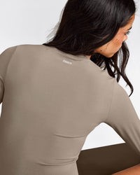 SoftMotion™ Long Sleeve Top with White Logo | Warm Sand