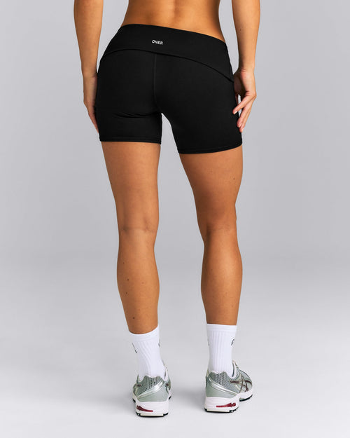 SoftMotion™ Fold Over Mid Rise Shorts 6" | Black