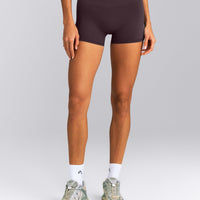 SoftMotion™ Mid Rise Micro Shorts 4" New Branding | Dark Umber Brown