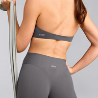 SoftMotion™ Minimal Halter Neck Bralette with Gray Logo | Ash Gray