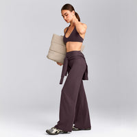 SoftMotion™ Minimal Halter Neck Bralette with Gray Logo | Dark Umber Brown