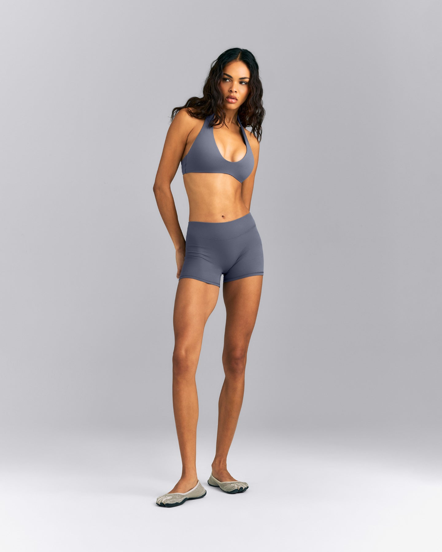 SoftMotion™ Minimal Halter Neck Bralette | Granite Blue