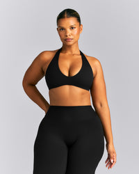 SoftMotion™ Minimal Halter Neck Bralette | Black