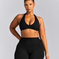 SoftMotion™ Minimal Halter Neck Bralette | Black