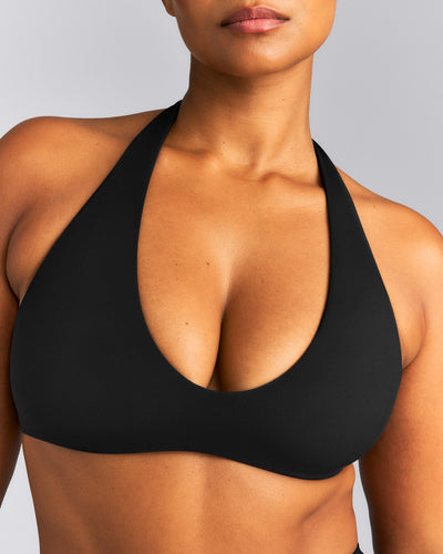 SoftMotion™ Minimal Halter Neck Bralette | Black