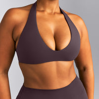 SoftMotion™ Minimal Halter Neck Bralette | Dark Umber Brown
