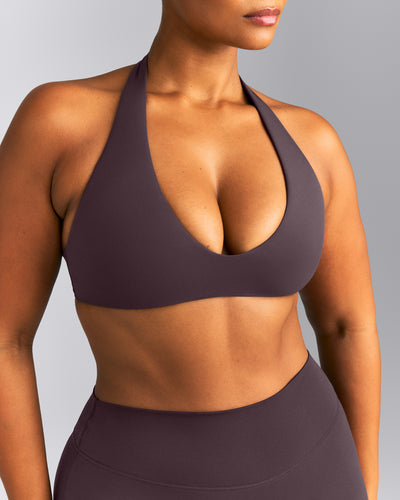 SoftMotion™ Minimal Halter Neck Bralette | Dark Umber Brown