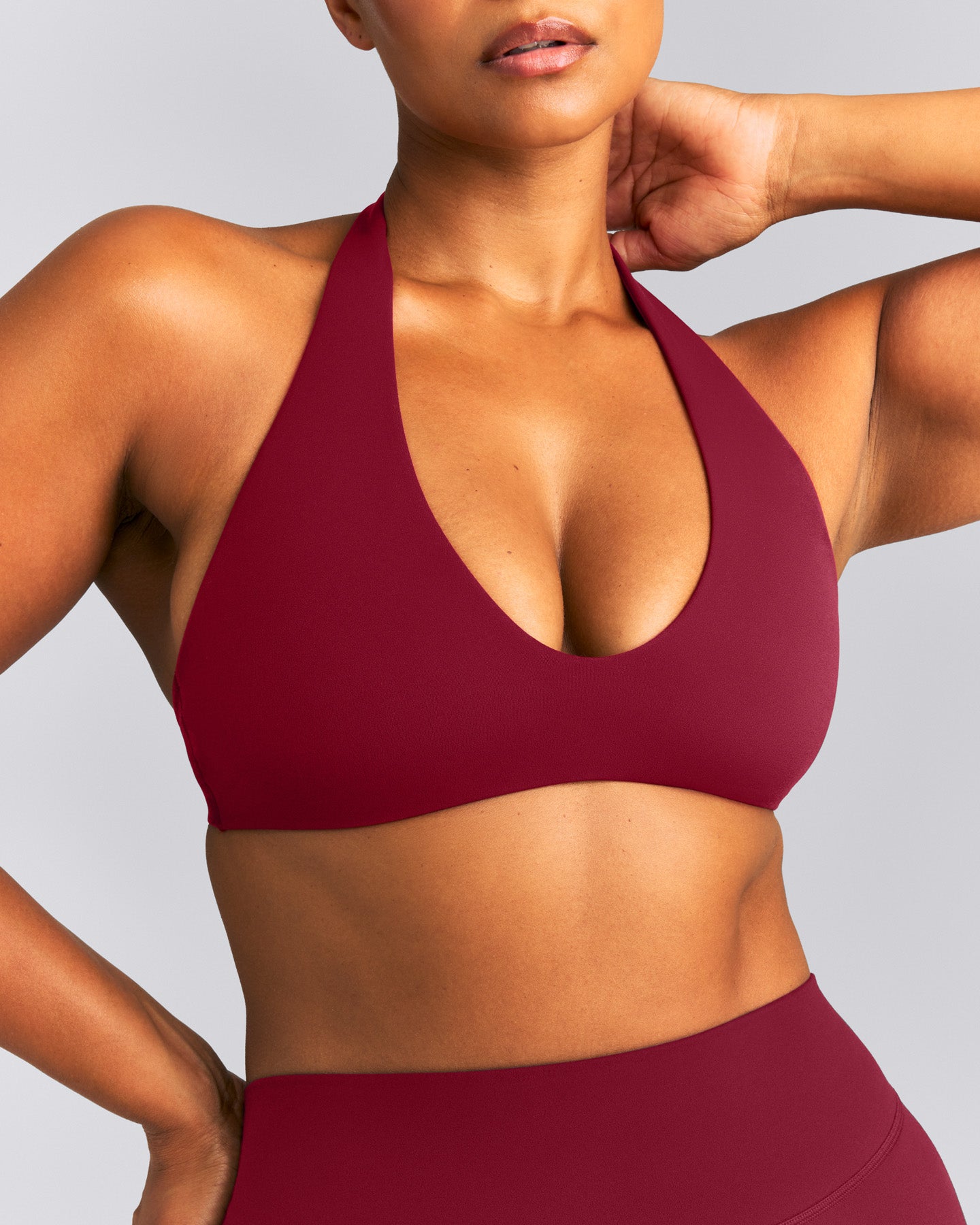 SoftMotion™ Minimal Halter Neck Bralette | Ruby Red