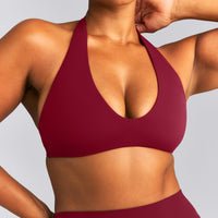 SoftMotion™ Minimal Halter Neck Bralette | Ruby Red