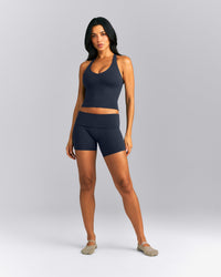 SoftMotion™ Racer Back Mid Tank Top with Built in Bra Shelf New Branding | True Blue