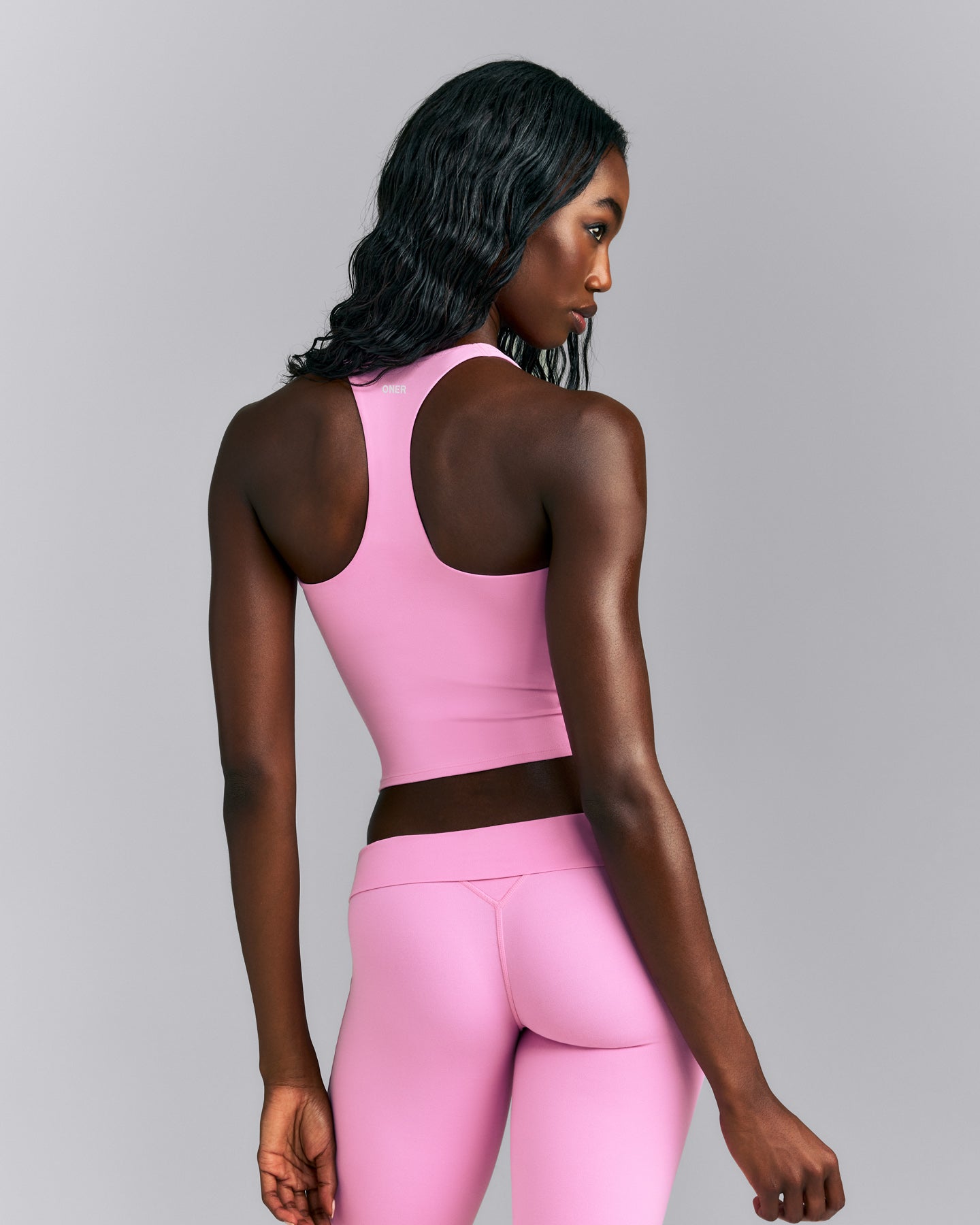 SoftMotion™ Racer Back Mid Tank Top with Built in Bra Shelf | Rose Pink