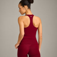 SoftMotion™ Racer Back Vest with Built in Bra Shelf with Grey Logo | Ruby Red