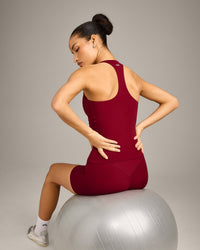 SoftMotion™ Racer Back Vest with Built in Bra Shelf with Grey Logo | Ruby Red