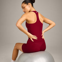 SoftMotion™ Racer Back Vest with Built in Bra Shelf with Grey Logo | Ruby Red