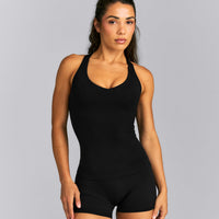 SoftMotion™ Racer Back Tank Top with Built in Bra Shelf New Branding | Black