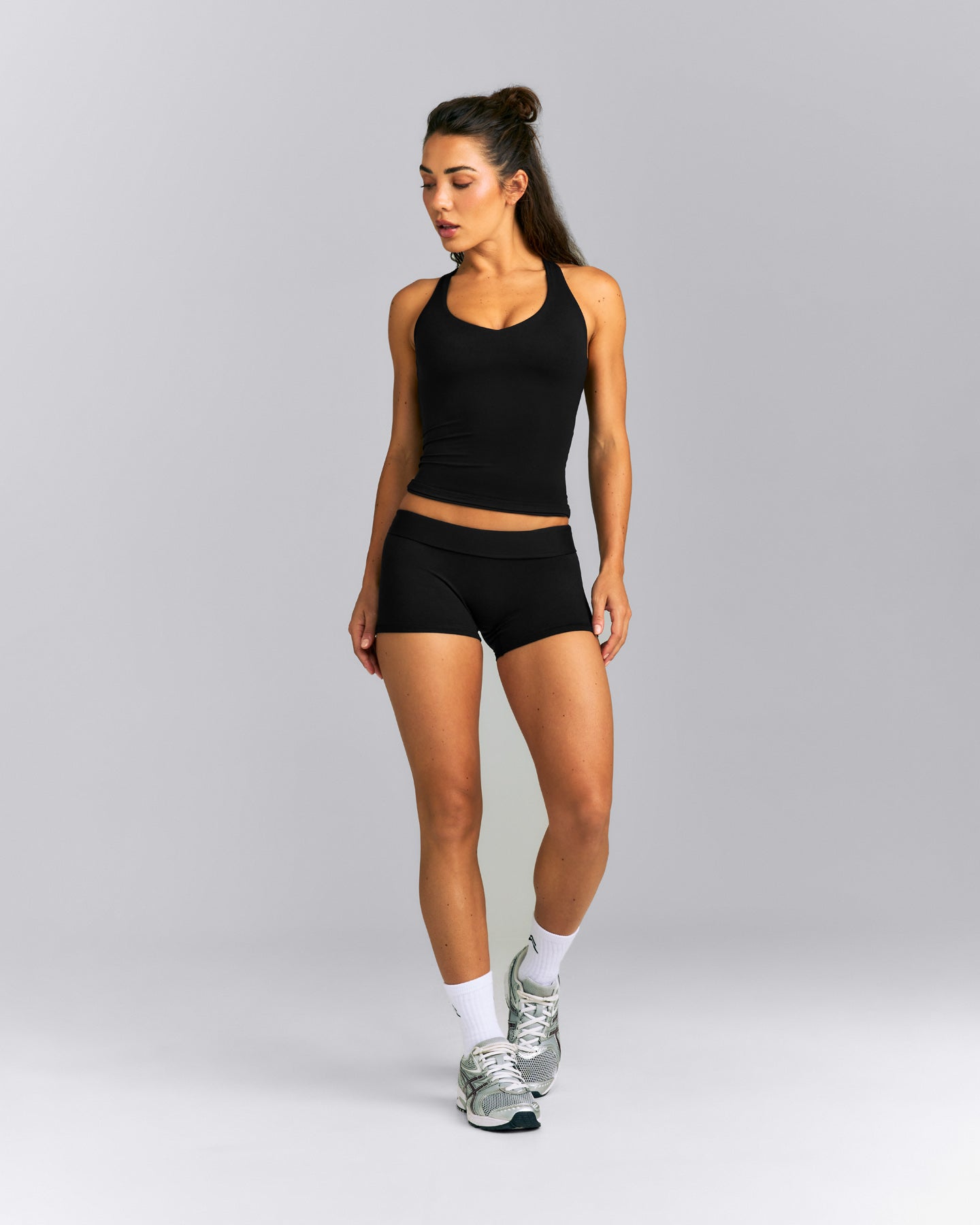 SoftMotion™ Racer Back Tank Top with Built in Bra Shelf New Branding | Black