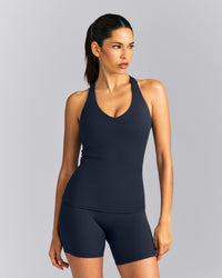 SoftMotion™ Racer Back Tank Top with Built in Bra Shelf New Branding | True Blue