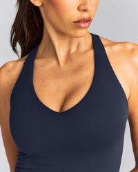 SoftMotion™ Racer Back Tank Top with Built in Bra Shelf New Branding | True Blue