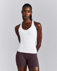SoftMotion™ Racer Back Tank Top with Built in Bra Shelf New Branding | White