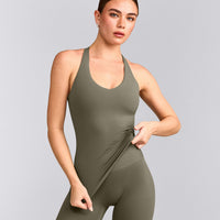 SoftMotion™ Racer Back Vest with Built in Bra Shelf with Grey Logo | Alpine Green