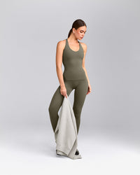 SoftMotion™ Racer Back Vest with Built in Bra Shelf with Grey Logo | Alpine Green