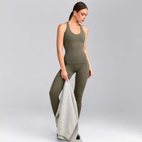 SoftMotion™ Racer Back Vest with Built in Bra Shelf with Grey Logo | Alpine Green