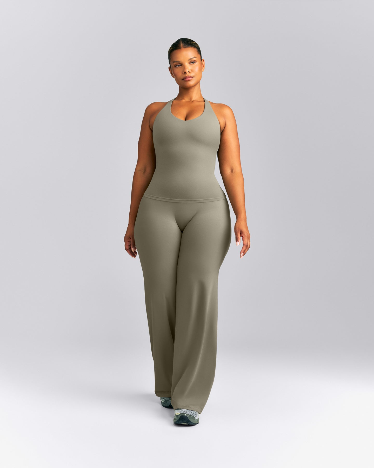 SoftMotion™ Racer Back Tank Top with Built in Bra Shelf | Alpine Green