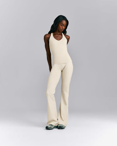 SoftMotion™ Racer Back Tank Top with Built in Bra Shelf | Oatmeal