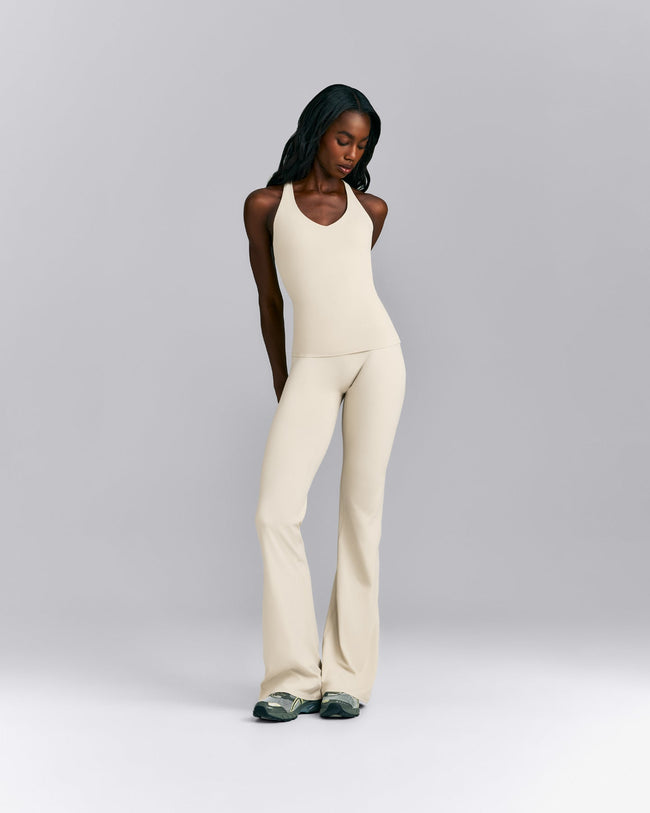 SoftMotion™ Racer Back Tank Top with Built in Bra Shelf | Oatmeal