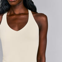 SoftMotion™ Racer Back Tank Top with Built in Bra Shelf | Oatmeal