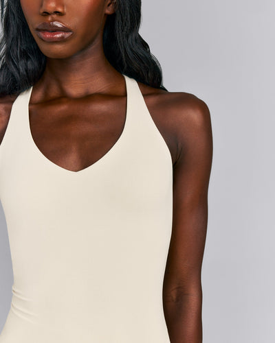 SoftMotion™ Racer Back Tank Top with Built in Bra Shelf | Oatmeal