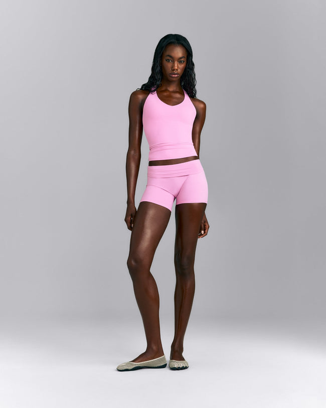 SoftMotion™ Racer Back Tank Top with Built in Bra Shelf | Rose Pink