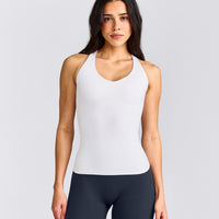 SoftMotion™ Racer Back Tank Top with Built in Bra Shelf | White